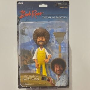 NECA Bob Ross Action Figurine  Yellow Overalls Nostalgia Painting